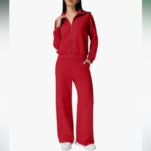 Qinsen 2 Piece Wide Leg Tracksuit